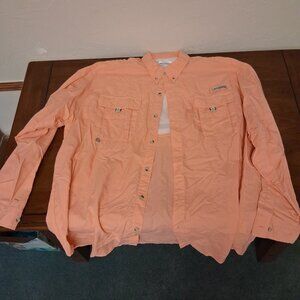 Columbia Long Sleeve Fishing Shirt, Salmon, XL